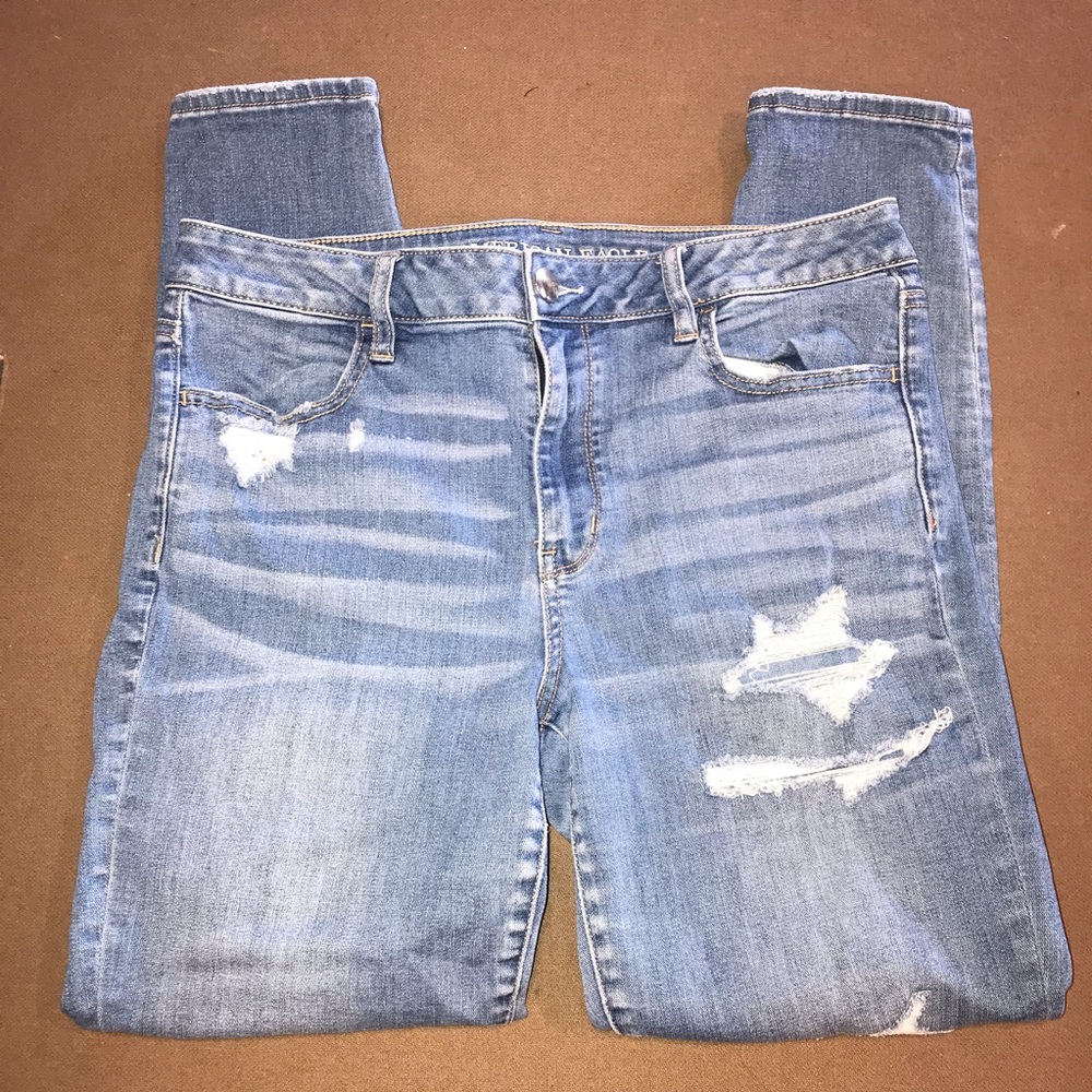 american eagle ripped/frayed super stretch regular